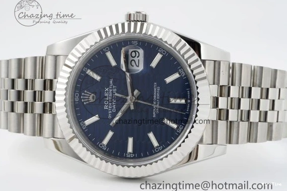 MiroTime 0415 TopPick DateJust 41 SS JDF 904L Steel Blue Textured Dial on Jubilee Bracelet VR3235 V 2235